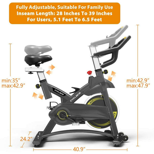 Cyclase Exercise Bike Stationary 330 Lbs. Weight Capacity- Indoor Cycling Bike with Tablet Holder and LCD Monitor for Home Workout