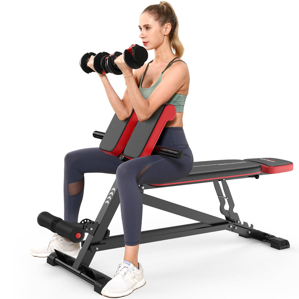 FLYBIRD Workout Bench, Multi-Functional Adjustable Weight Bench for Full  Body Workout, Roman Chair for Hyper Back Extension
