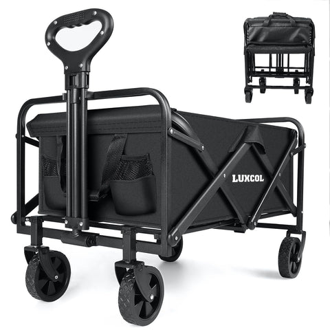 LUXCOL Collapsible Folding Garden Wagon - Convenient and Portable Outdoor Utility Cart