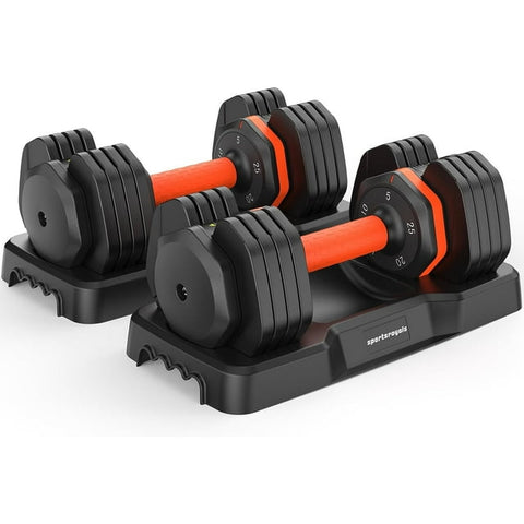 UPGO Adjustable Dumbbells Set 25LB A Pair Dumbbells Weights, 5 in 1 Free Weights 5/10/15/20/25lb/50lb Dumbbell with Anti-Slip Handle, Suitable for Home Gym Exercise Equipment