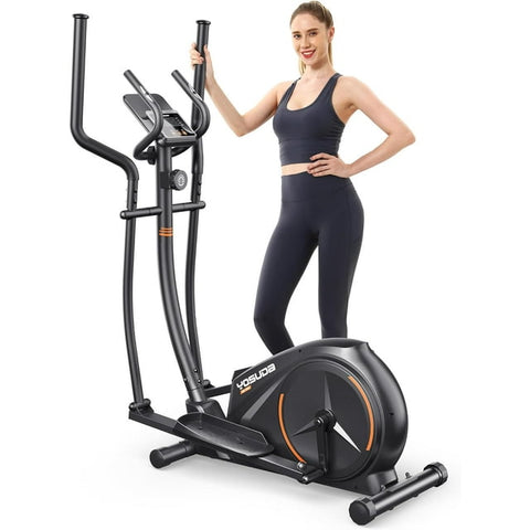 UPGO Magnetic Elliptical Machine - Elliptical Exercise Machine for Home Use with Hyper-Quiet Drive System, Upgraded 14IN Stride,16 Resistance Levels, LCD Monitor & iPad Mount
