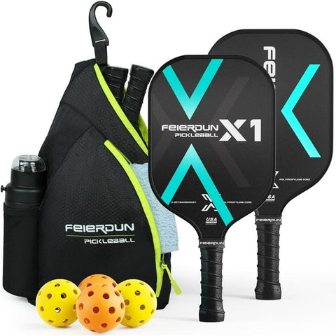UPGO Pickleball Paddles Set of 2 - Lightweight Pickleball Paddles, USAPA Approved Pickleball Rackets with Polymer Honeycomb Core and Fiberglass Surface, 4 Balls & Bag Included