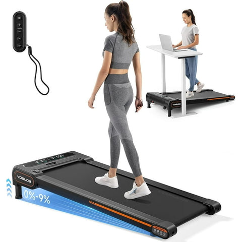 UPGO Walking Pad with Auto Incline up to 9%, Under Desk Treadmills with 350LBS Weight Capacity, 3-Slope Incline and Large LED Display