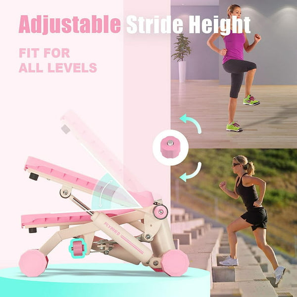 FLYBIRD Stepper for Exercise, Stair Stepper with Resistance Bands, Portable Mini Stepper with 330LB Loading Capacity, Adjustable Stride Height for Low-Impact Cardio Suitable for Full Body Workout