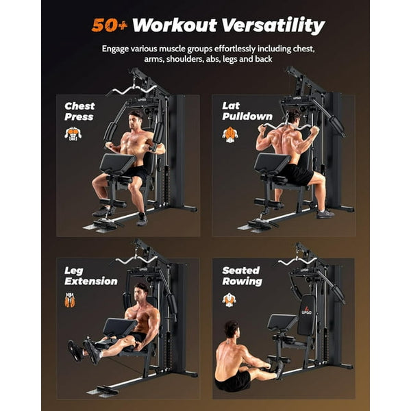 UPGO Home Gym, Exercise Equipment with 154LBS Weight Stack, Multi Gym Equipment for Full Body Workout with Pulley System