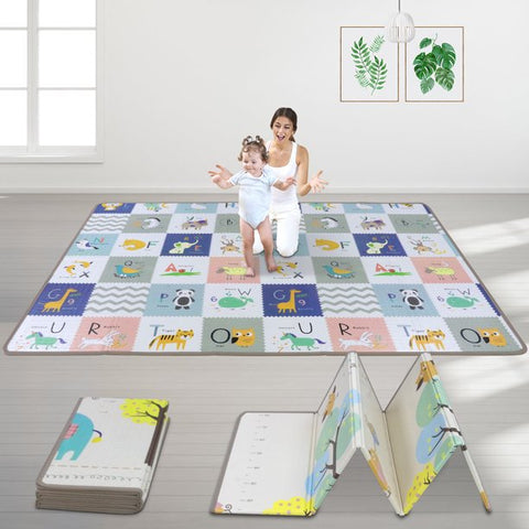 WAYPLUS Baby Play Mat, Waterproof Anti-Slip Foam Baby Floor Mat, Extra Large & Thick Reversible Folding Crawling Mat for Infants Toddlers Kids,78.7" x 59"