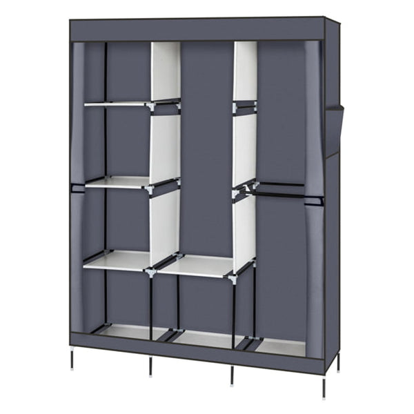 OTFitness 71" Portable Closet Wardrobe Clothes Rack Storage Organizer with Shelf,Non-Woven Fabric Gray