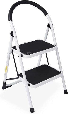 WAYPLUS 2 Step Steel Ladder, Folding Portable Step Stool w/ Non-Slip Feet, Rubber Pads, 330lb Capacity
