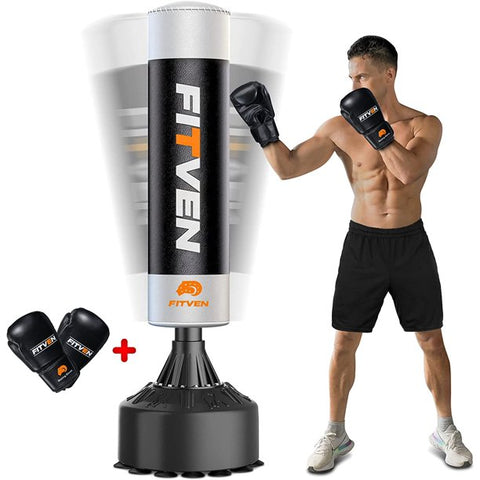 FITVEN Freestanding Punching Bag 71"-215lbs with Boxing Gloves Boxing Bag with Conical Rubber Shock Absorber for Adults Youth Women Men