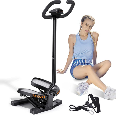 UPGO Stair Stepper with Resistance Band for Home with LED Monitor, 330lbs Weight Capacity with handlebar