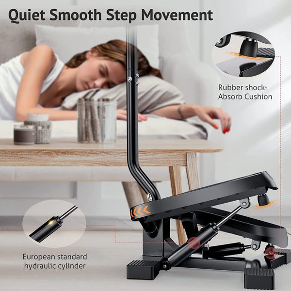 UPGO Stair Stepper with Resistance Band for Home with LED Monitor, 330lbs Weight Capacity with handlebar