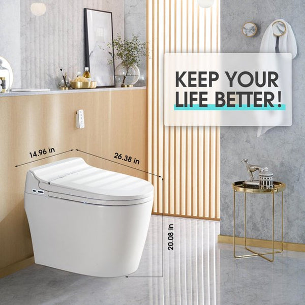 2023 one-piece Smart Toilet with Advance Bidet And Soft Closing Seat, Auto Dual Flush, UV-LED Sterilization, Heated Seat, Warm Water and Dry