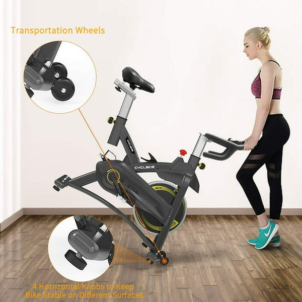 Exercise Stationary Bike 330 Lb. Weight Capacity, Indoor Cycling with Comfortable Seat Cushion, Tablet Holder and LCD Monitor