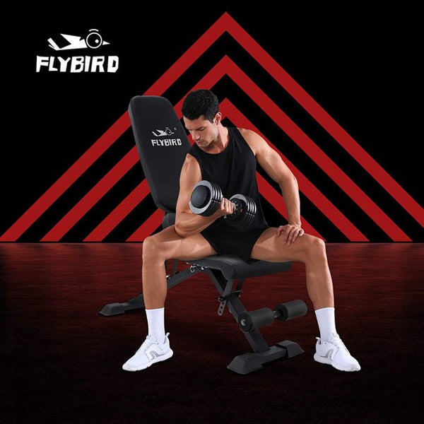 FLYBIRD Adjustable Utility Weight Bench for Full Body Workout, Foldable for Incline and Decline