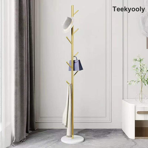 Teekyooly Coat Rack Stand 8 Hooks Wood Clothes Rack Stand Hanger Free Standing Hall Tree